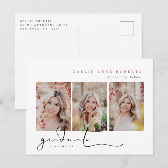 Scripted Snapshots Photo Graduation Announcement Postcard (Front/Back)