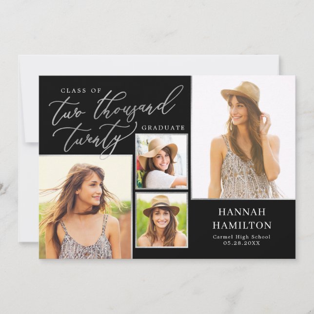 Scripted Year Editable Colour Graduation Invitatio Announcement (Front)