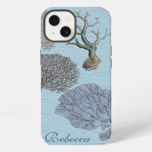 Scripts Nautical coastal chic beach Coral Reef iPhone 13 Case