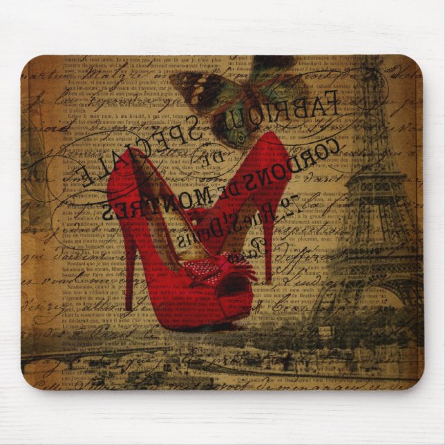 scripts paris eiffel tower stilettos fashionista mouse mat (Front)
