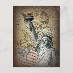 Scripts Patriotic New York statue of liberty Postcard