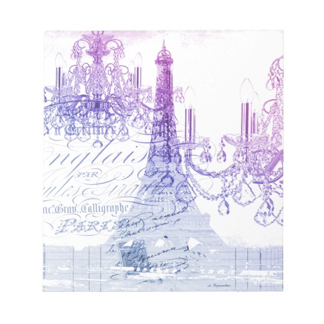 scripts purple chandelier paris eiffel tower notepad (Front)