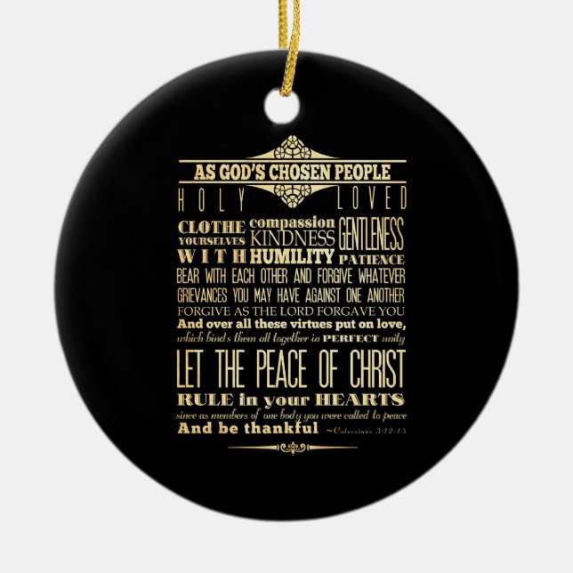 Scriptural Bible Verse - Colossians 3:12-13 Ceramic Tree Decoration (Front)