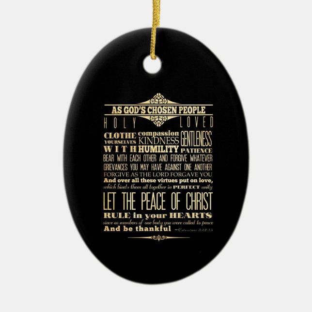 Scriptural Bible Verse - Colossians 3:12-13 Ceramic Tree Decoration (Front)