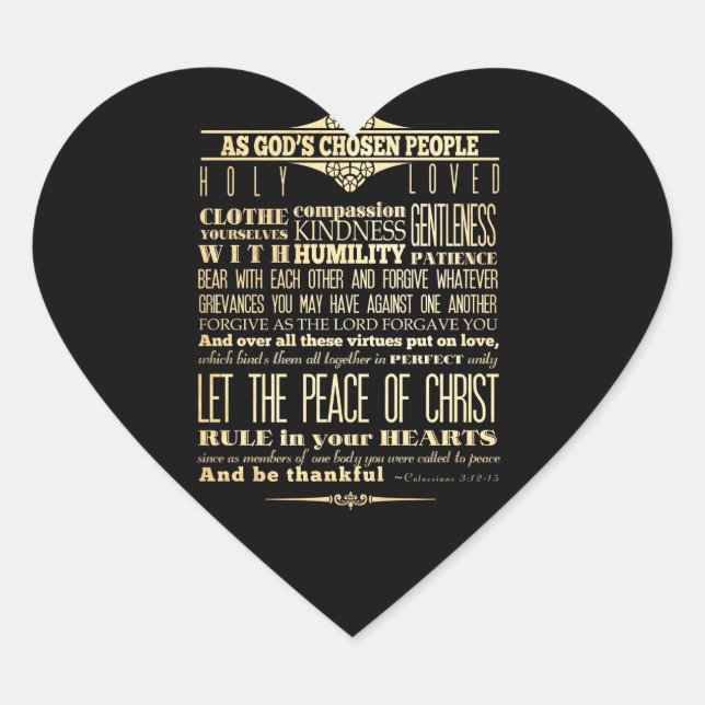 Scriptural Bible Verse - Colossians 3:12-13 Heart Sticker (Front)