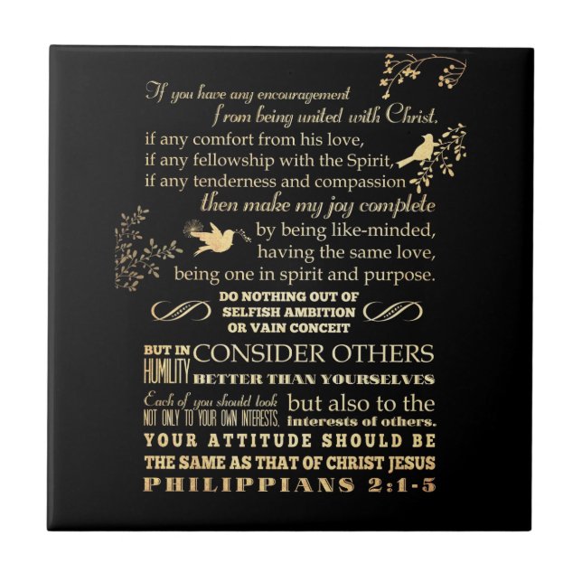 Scriptural Bible Verse - Philippians 2: 1-5 Tile (Front)