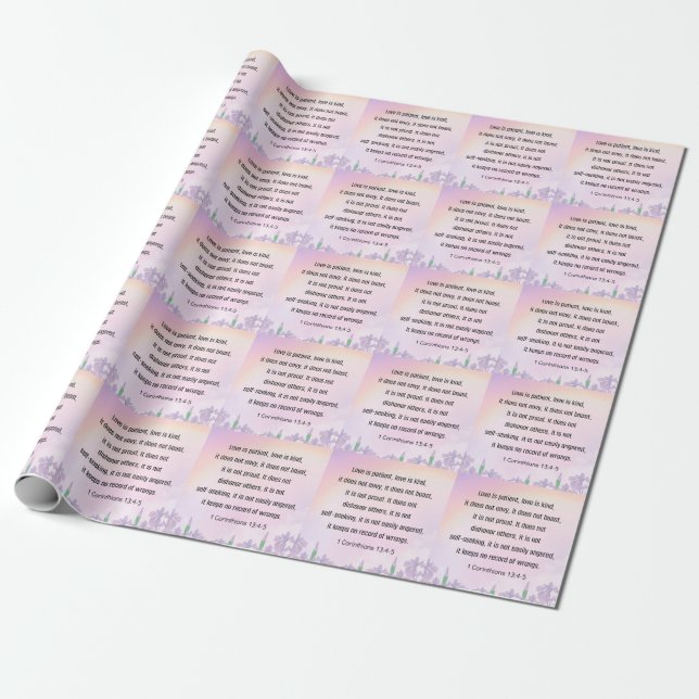 Scripture, 1 Corinthians 13 4-5, Wrapping Paper (Unrolled)