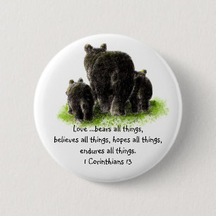Scripture 1 Corinthians 13:4 Love is 6 Cm Round Badge