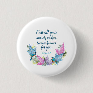 Scripture 1 Peter 5:7   3 Cm Round Badge