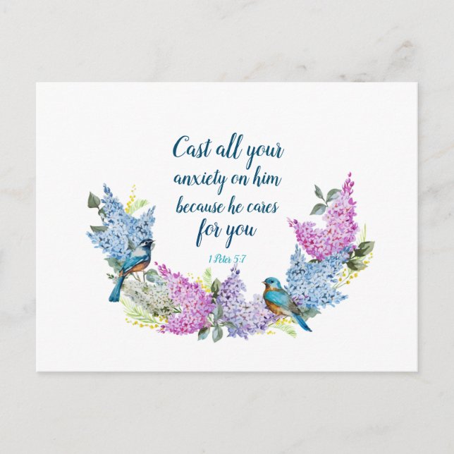 Scripture 1 Peter 5:7 Postcard (Front)