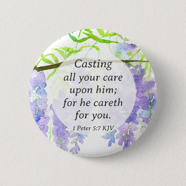 Scripture 1 Peter He Cares For You Wisteria 6 Cm Round Badge (Front)