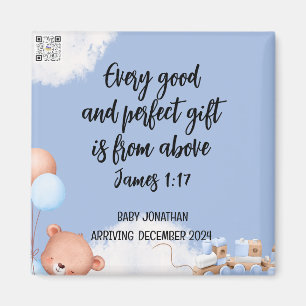 Scripture Baby Boy Announcement Magnet 1
