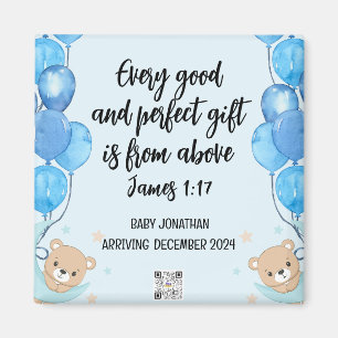 Scripture Baby Boy Announcement Magnet 2