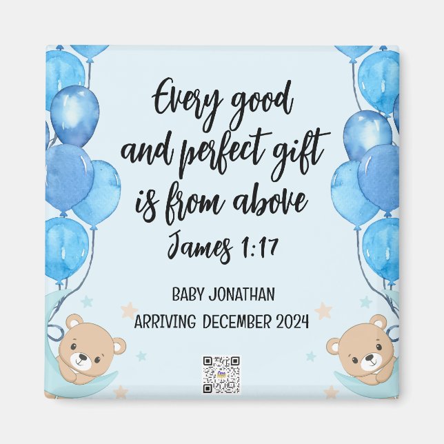 Scripture Baby Boy Announcement Magnet 2 (Front)