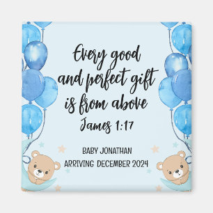 Scripture Baby Boy Announcement Magnet 2