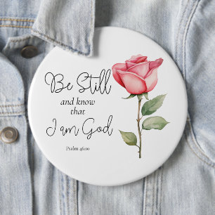 Scripture Be Still and Know that I am God Flower 6 Cm Round Badge