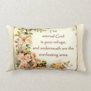 Scripture Bible Verse Floral Roses Lumbar Cushion