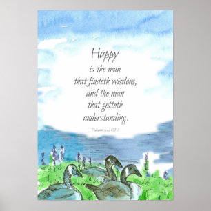Scripture Bible Verse Proverbs 3 Happy Is The Man Poster