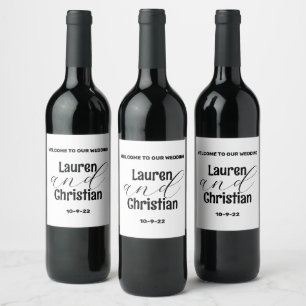 Scripture Black White Wedding  Wine Label