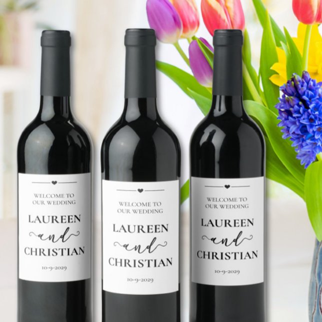 Scripture Black White Wedding  Wine Label (Creator Uploaded)