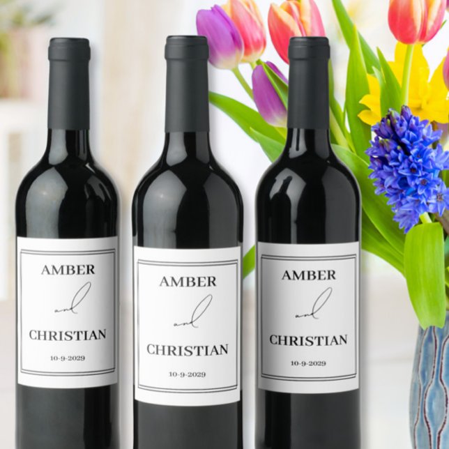 Scripture Black White Wedding  Wine Label (Creator Uploaded)