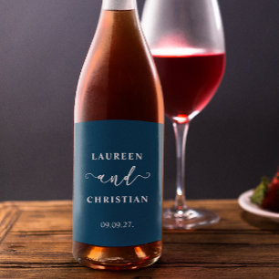 Scripture Blue Wedding Wine Label