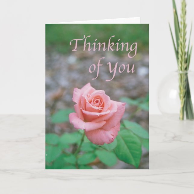 Scripture card -- "Thinking of you" with rose (Front)