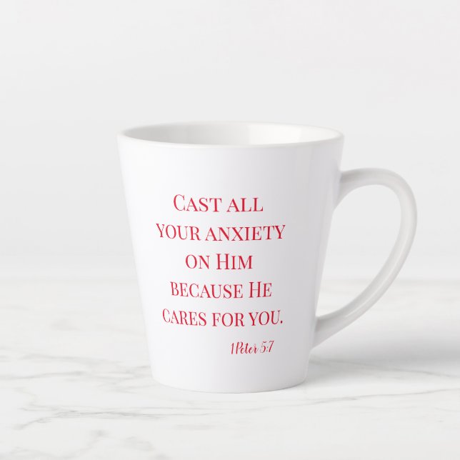 Scripture Cast Your Anxiety on Him Latte Mug (Right)