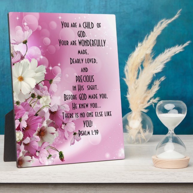 Scripture Child of God Tabletop Plaque with Easel (Side)