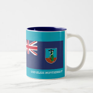 Scripture Customised MONTSERRAT FLAG MAP  Blue Two-Tone Coffee Mug
