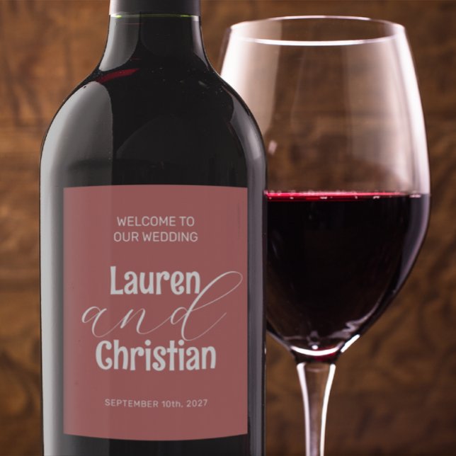 Scripture Dusty Red Wedding  Wine Label (Creator Uploaded)