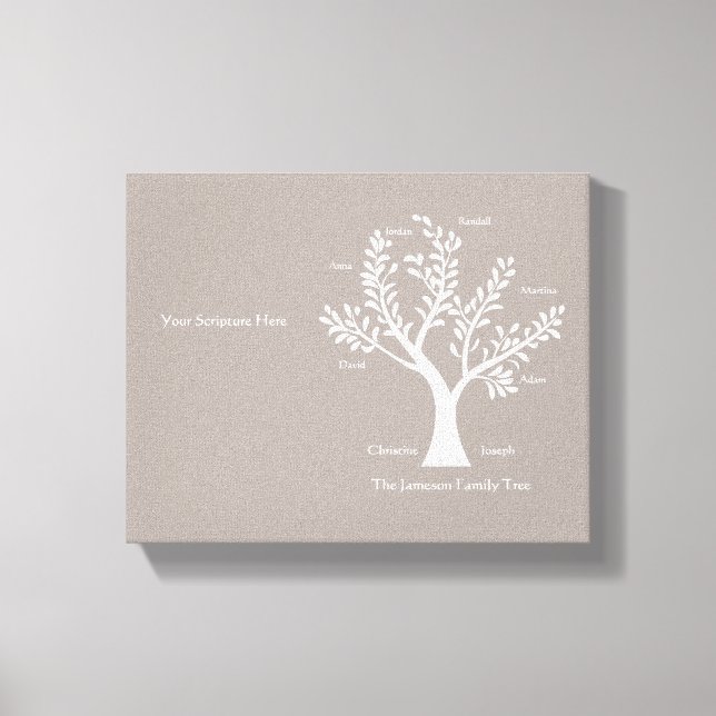 Scripture Family Tree  Canvas Print, Warm Grey (Front)
