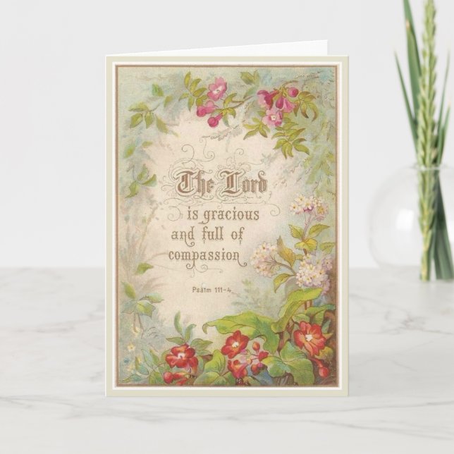 Scripture Flowers Greenery Vintage Antique Card (Front)