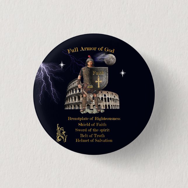 Scripture Full Armour of GOD 3 Cm Round Badge (Front)