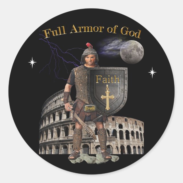 Scripture Full Armour of GOD Classic Round Sticker (Front)