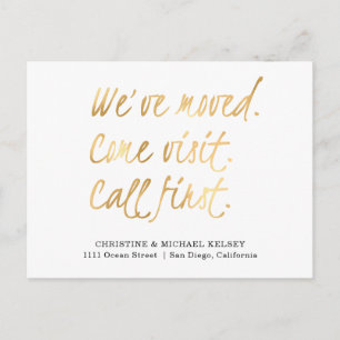 Scripture Gold New Home Address Moving Announcement Postcard