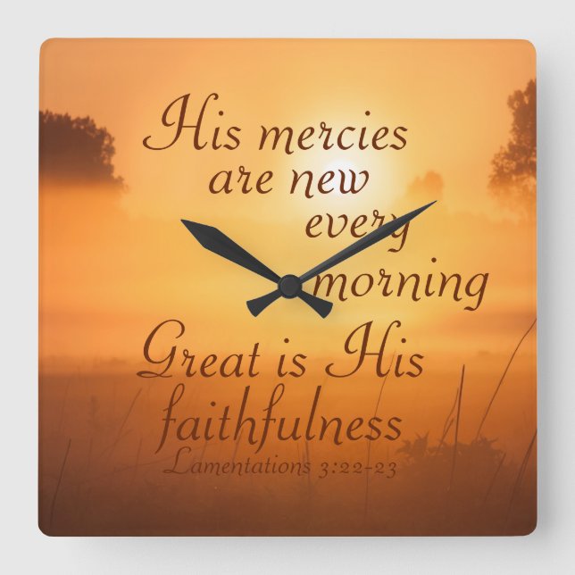 Scripture His mercies are new every morning Square Wall Clock (Front)