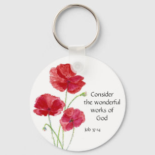 Scripture, Inspirational, Quote, Flower, Poppy Key Ring