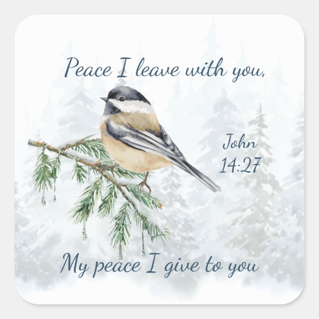 Scripture John 14:27 My Peace I leave with You Square Sticker (Front)