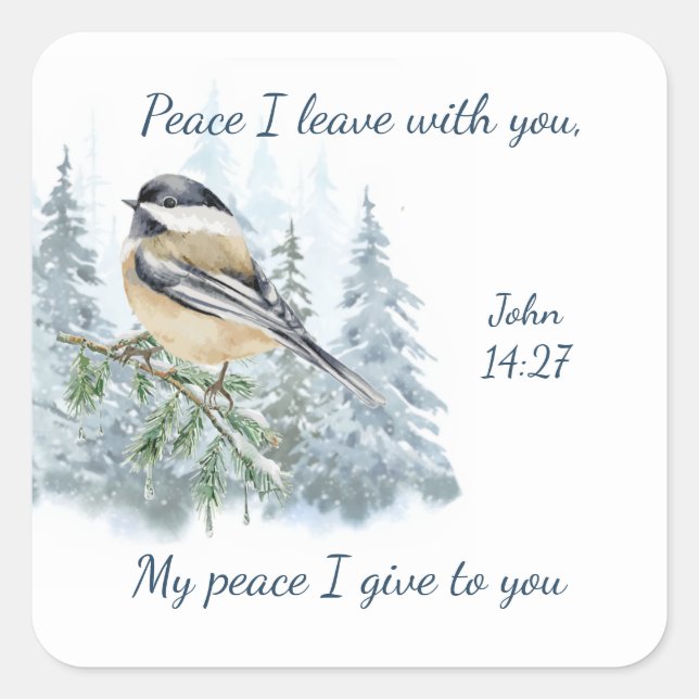 Scripture John 14:27 My Peace I leave with You Square Sticker (Front)