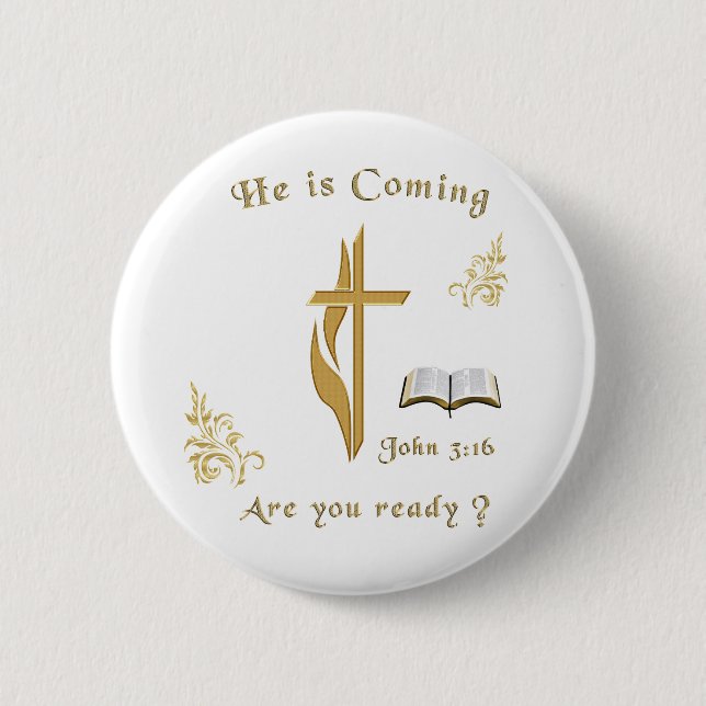 Scripture John 3:16 6 Cm Round Badge (Front)