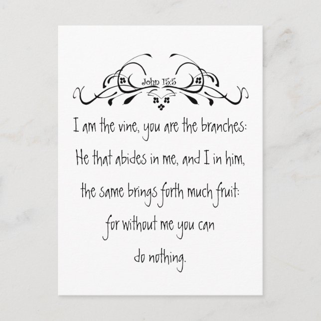 Scripture, John 5:15 I am the Vine inspirational  Postcard (Front)