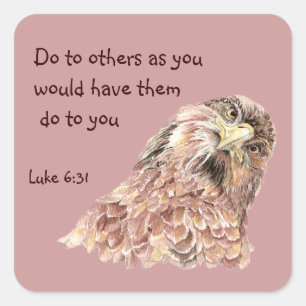 Scripture Luke 6:31 Do to Others Cute Silly Bird Square Sticker