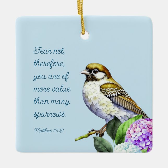 Scripture Matthew 10:31 Ceramic Ornament (Front)