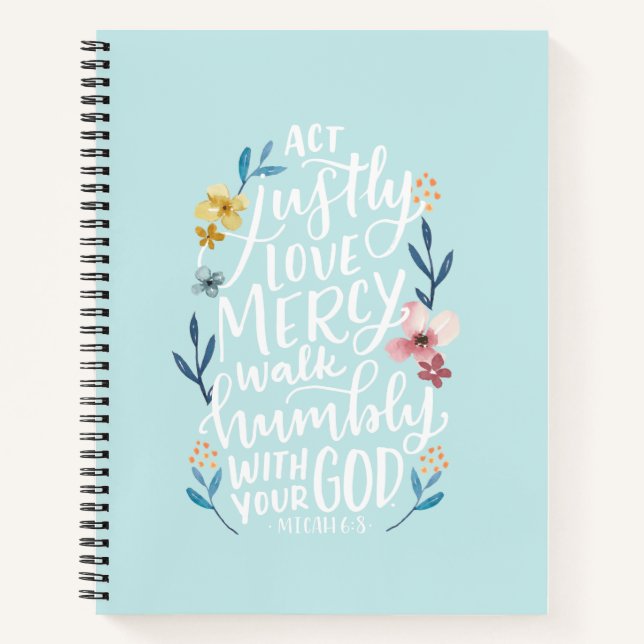 Scripture notebook, handlettered design. Micah 6:8 Notebook (Front)