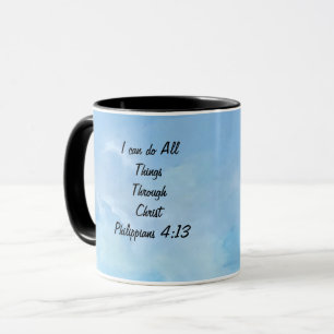 Scripture Philippians 4 Blue and Black Typography Mug
