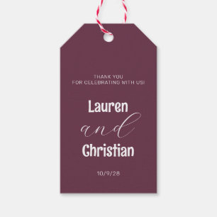 Scripture Plum Square Wedding   Gift Tags
