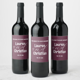 Scripture Plum Square Wedding Wine Label