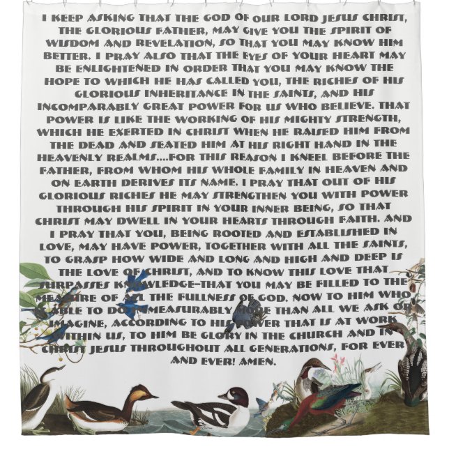 Scripture Prayer Birds Wildlife Shower Curtain (Front)