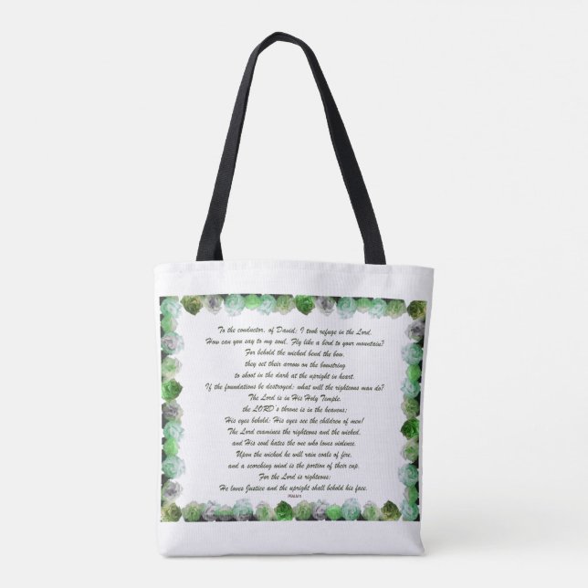 Scripture, Psalm 11, Bible Verse, Tote Bag (Back)